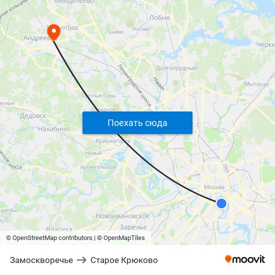 Замоскворечье to Старое Крюково map