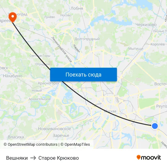 Вешняки to Старое Крюково map