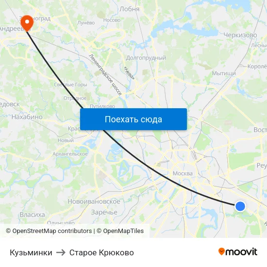 Кузьминки to Старое Крюково map
