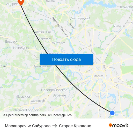 Москворечье-Сабурово to Старое Крюково map