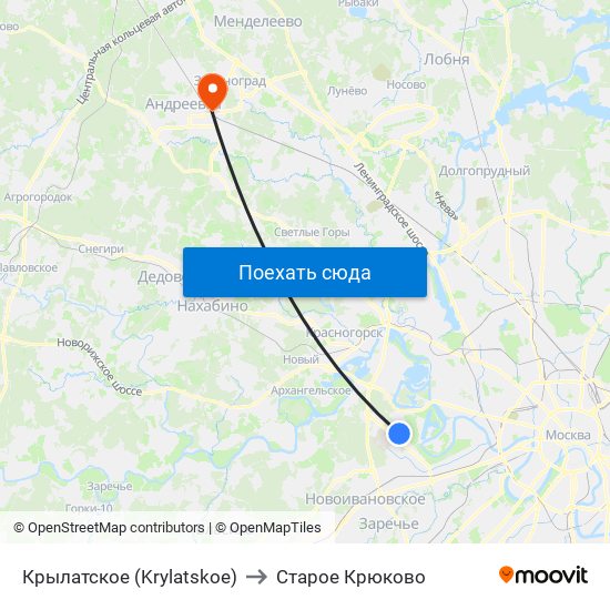 Крылатское (Krylatskoe) to Старое Крюково map