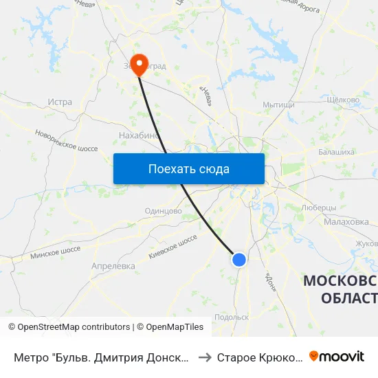 Метро "Бульв. Дмитрия Донского" to Старое Крюково map
