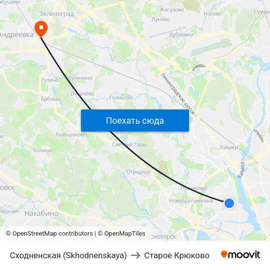 Сходненская (Skhodnenskaya) to Старое Крюково map