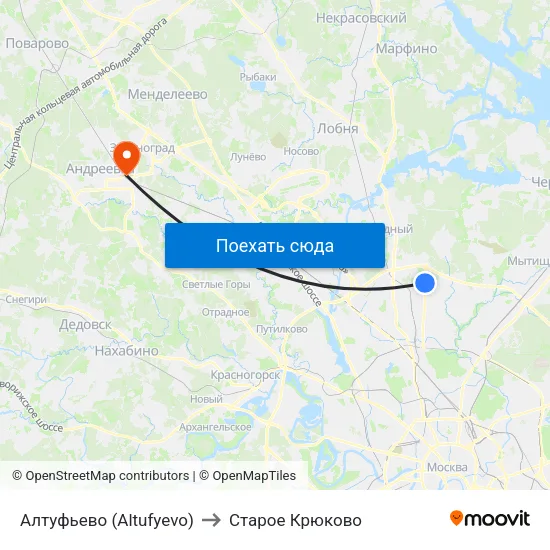 Алтуфьево (Altufyevo) to Старое Крюково map