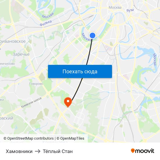 Хамовники to Тёплый Стан map