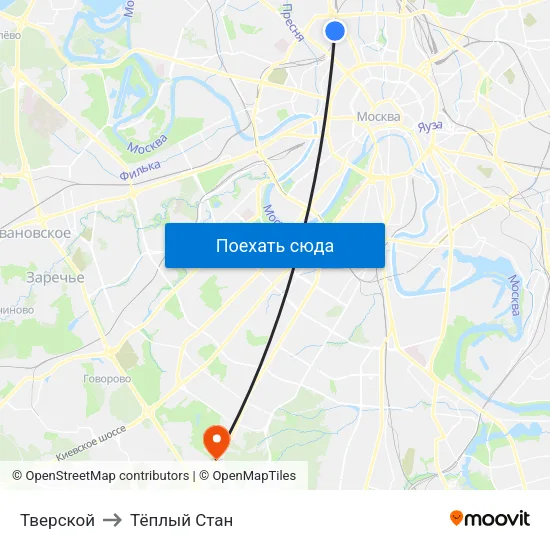 Тверской to Тёплый Стан map