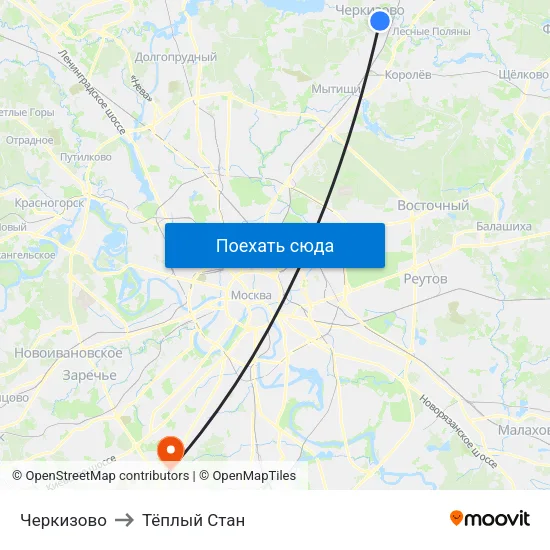 Черкизово to Тёплый Стан map