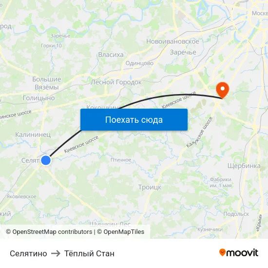 Селятино to Тёплый Стан map