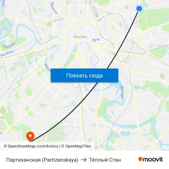 Партизанская (Partizanskaya) to Тёплый Стан map