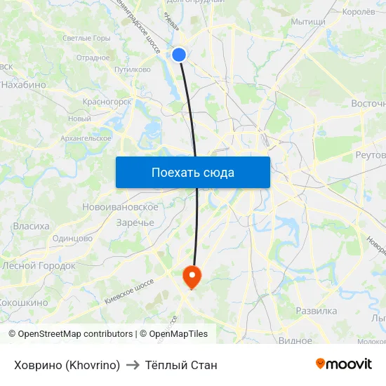 Ховрино (Khovrino) to Тёплый Стан map