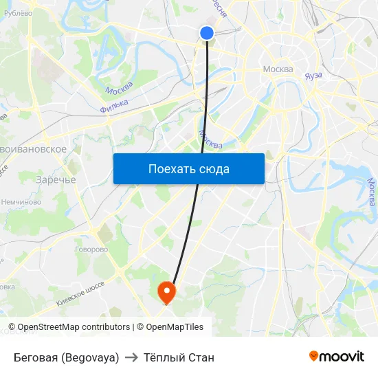 Беговая (Begovaya) to Тёплый Стан map