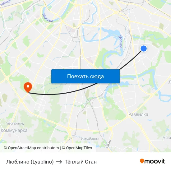 Люблино (Lyublino) to Тёплый Стан map
