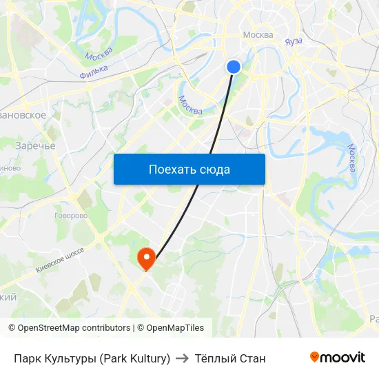 Парк Культуры (Park Kultury) to Тёплый Стан map