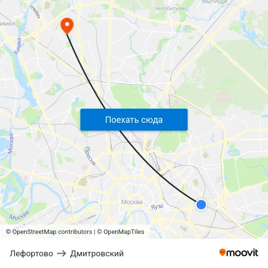 Лефортово to Дмитровский map