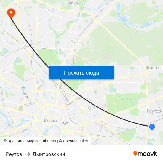 Реутов to Дмитровский map