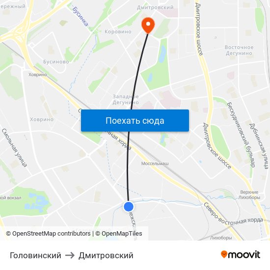 Головинский to Дмитровский map