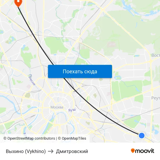 Выхино (Vykhino) to Дмитровский map
