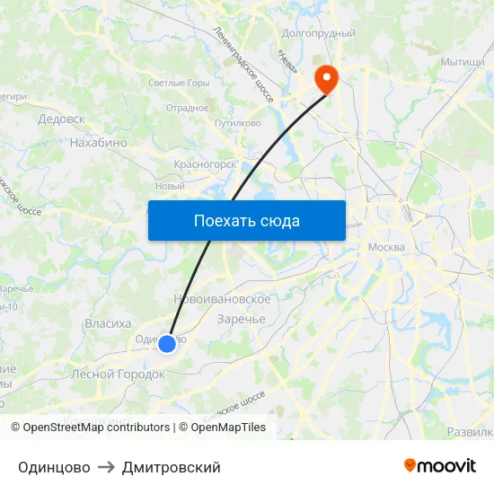 Одинцово to Дмитровский map