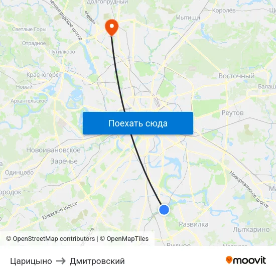 Царицыно to Дмитровский map