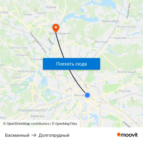 Басманный to Долгопрудный map
