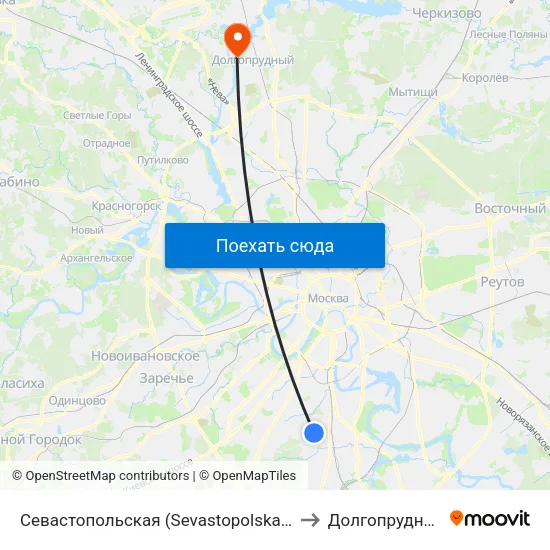 Севастопольская (Sevastopolskaya) to Долгопрудный map
