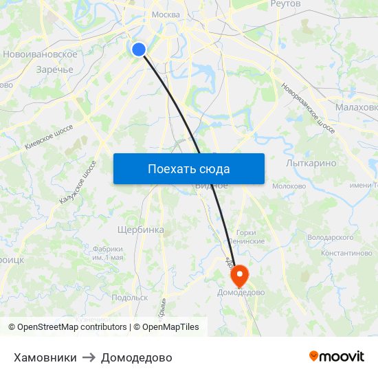 Хамовники to Домодедово map