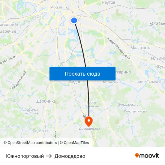 Южнопортовый to Домодедово map