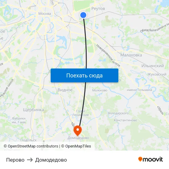 Перово to Домодедово map