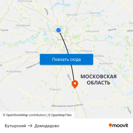 Бутырский to Домодедово map