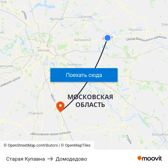 Старая Купавна to Домодедово map