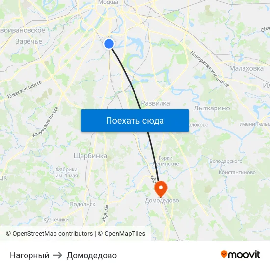 Нагорный to Домодедово map