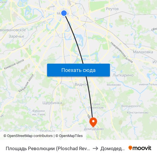 Площадь Революции (Ploschad Revolyutsii) to Домодедово map