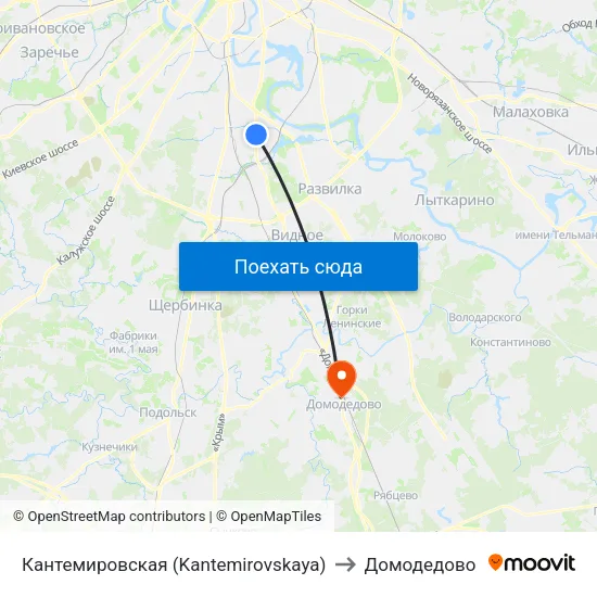 Кантемировская (Kantemirovskaya) to Домодедово map