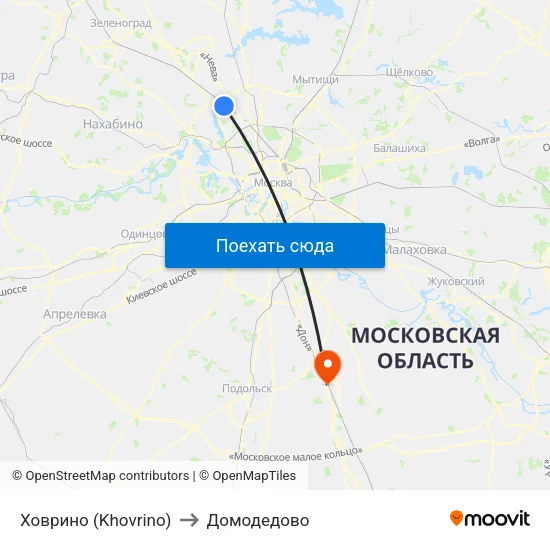 Ховрино (Khovrino) to Домодедово map