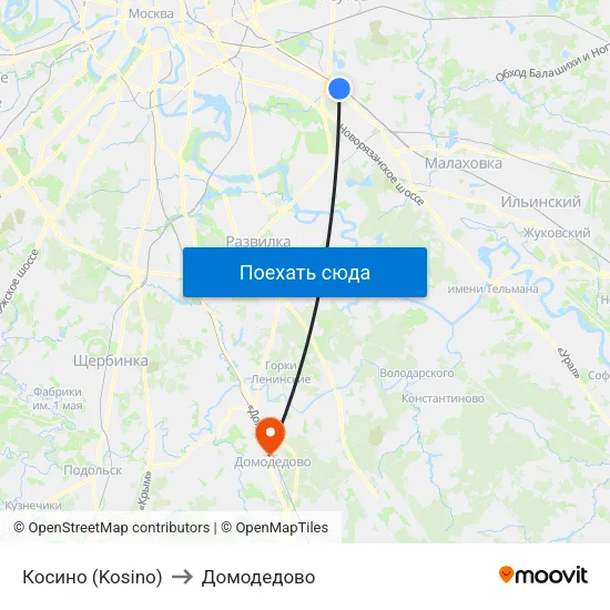 Косино (Kosino) to Домодедово map
