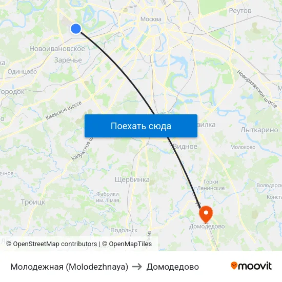 Молодежная (Molodezhnaya) to Домодедово map