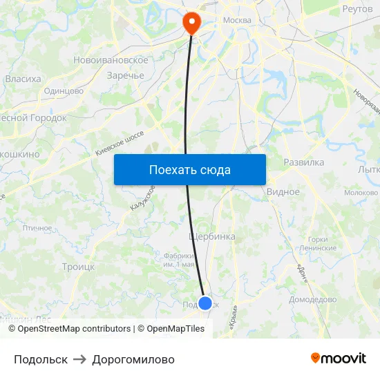Подольск to Дорогомилово map