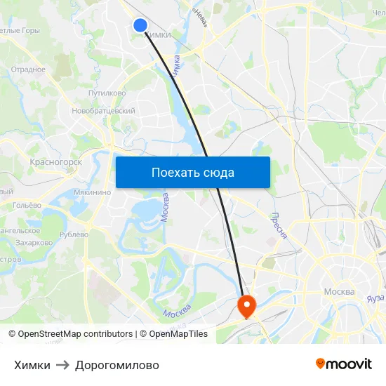 Химки to Дорогомилово map