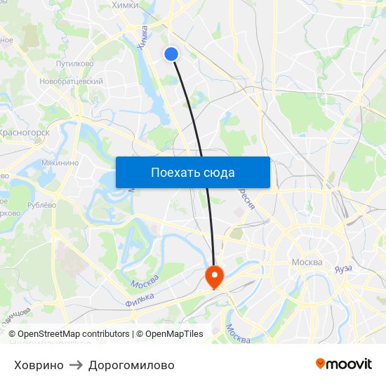 Ховрино to Дорогомилово map