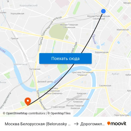 Москва Белорусская (Belorussky Station) to Дорогомилово map