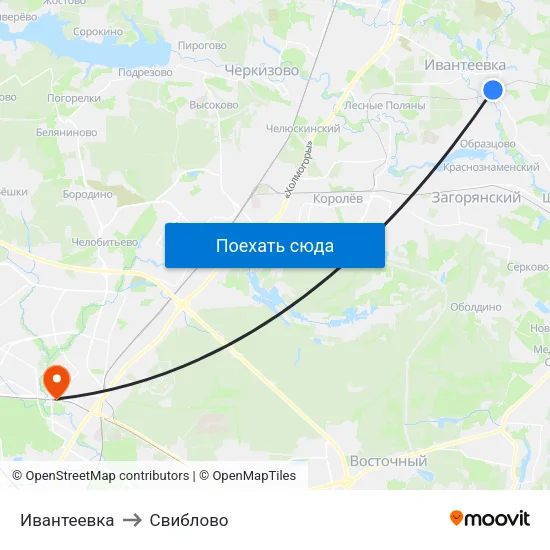 Ивантеевка to Свиблово map
