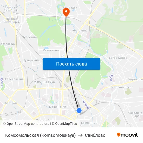 Комсомольская (Komsomolskaya) to Свиблово map