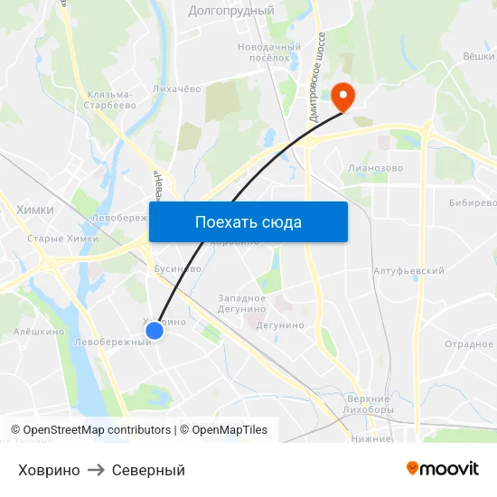 Ховрино to Северный map