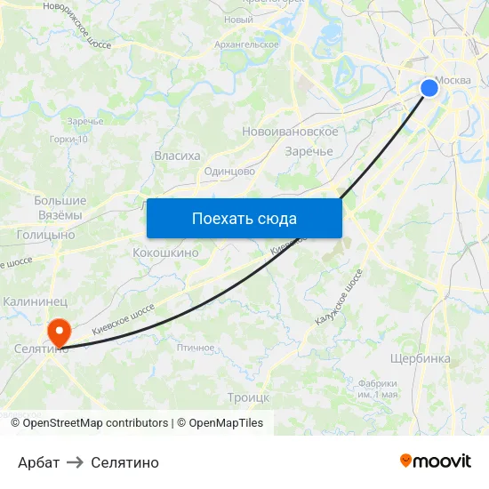 Арбат to Селятино map