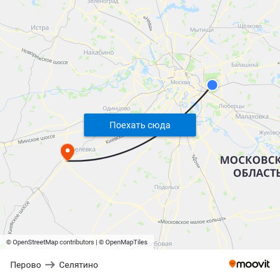 Перово to Селятино map