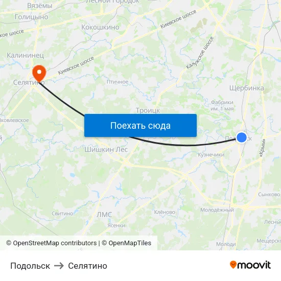 Подольск to Селятино map
