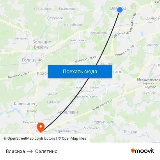 Власиха to Селятино map