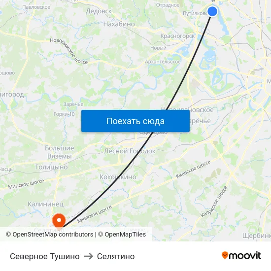 Северное Тушино to Селятино map