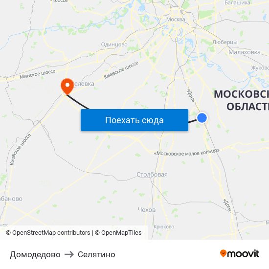 Домодедово to Селятино map