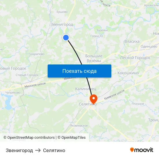 Звенигород to Селятино map